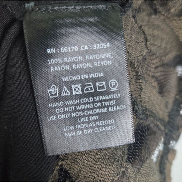 Anthropologie Floral Lace Mesh Overlay Dress Black/Brown Size Medium - Picture 8 of 9